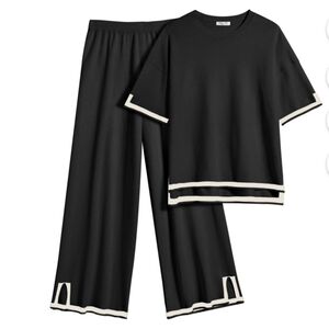 Ekouaer Knit Set In Chic Black and White